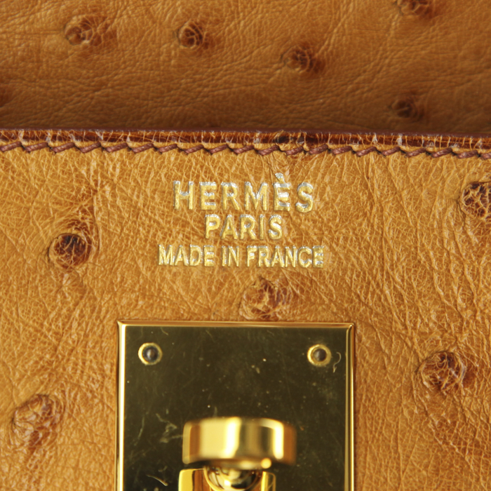 Hermes Haut à Courroies handbag in natural leather ostrich leather - Detail D3
