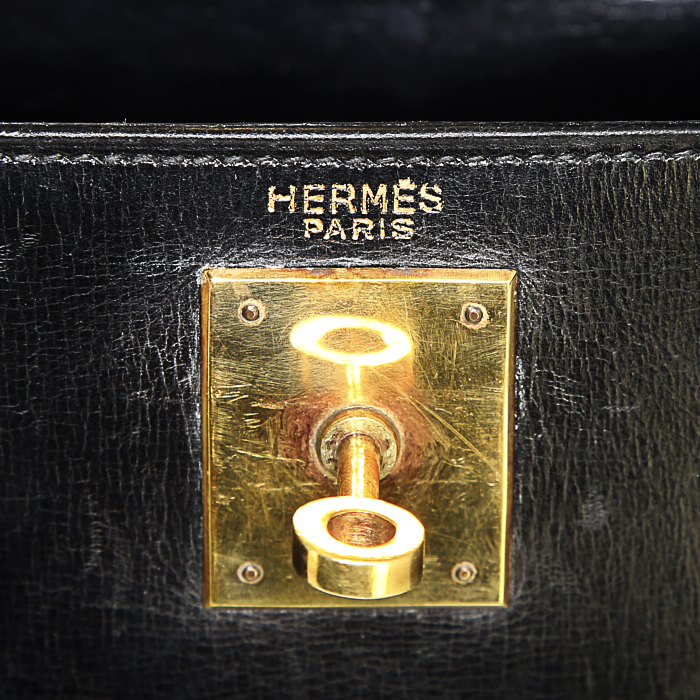 Borsa Hermes Kelly 28 cm in pelle box nera - Detail D3