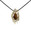 Vintage 1970's pendant in yellow gold,  tiger eye stone and diamonds - 00pp thumbnail