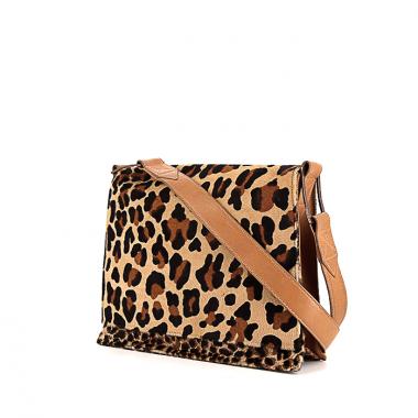 Borsa a tracolla Saint Laurent Vintage in puledro con stampa leopardata e pelle gold