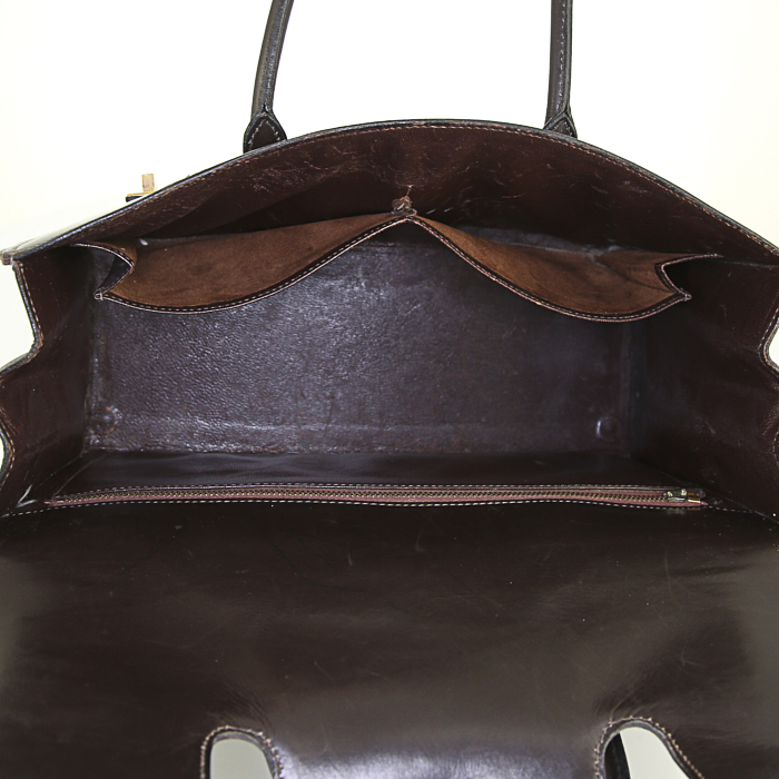 Borsa Hermes Drag in pelle box marrone - Detail D2