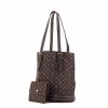 Louis Vuitton Petit Bucket shopping bag in ebene and beige monogram canvas and ebene leather - 00pp thumbnail