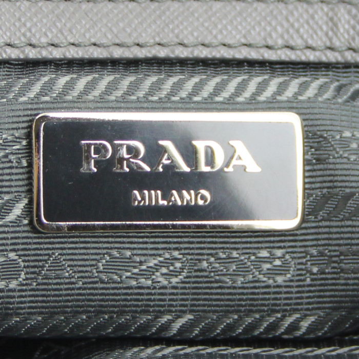 Borsa Prada Lux Tote in pelle grigia - Detail D4