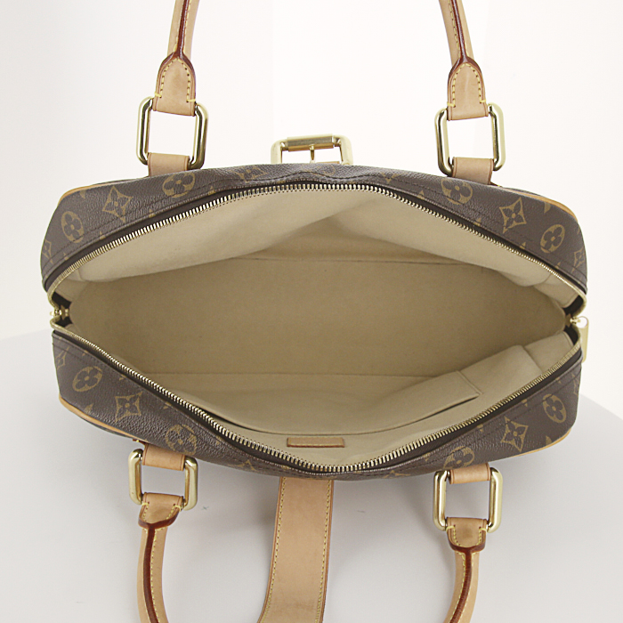 Louis Vuitton Manhattan handbag in brown monogram canvas and natural leather - Detail D2
