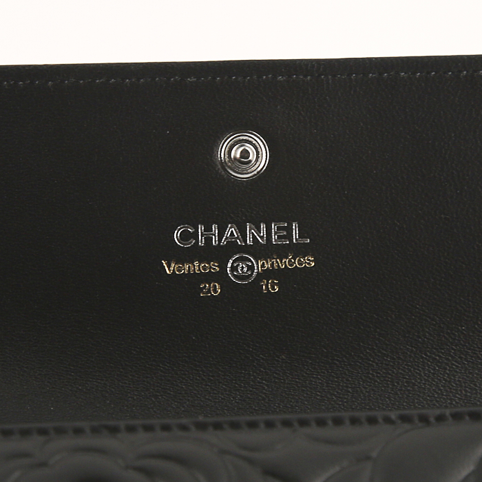 Chanel Camelia - Wallet wallet in black leather - Detail D3