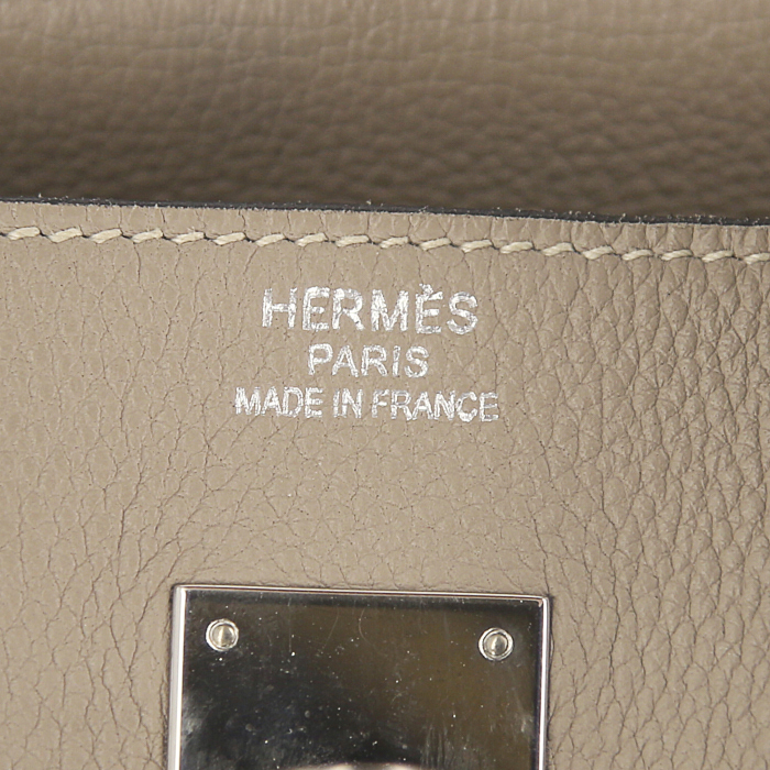 Borsa Hermes Birkin 40 cm in pelle togo grigio tortora - Detail D3