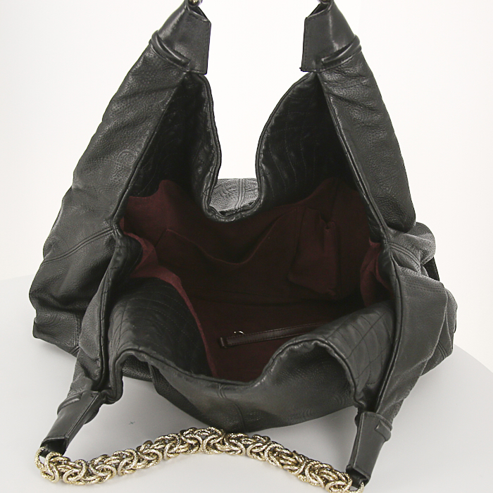 Chanel Paris-Moscou shopping bag in black grained leather - Detail D2