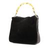 Shopping bag Gucci Bamboo in camoscio nero e pelle nera - 00pp thumbnail
