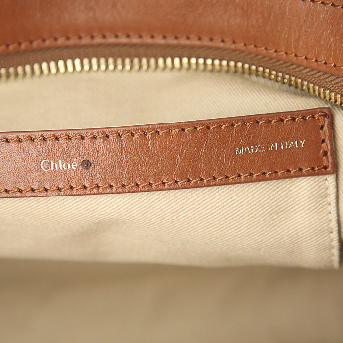 Bolso bandolera Chloé Alice en cuero bicolor marrón y beige - Detail D4