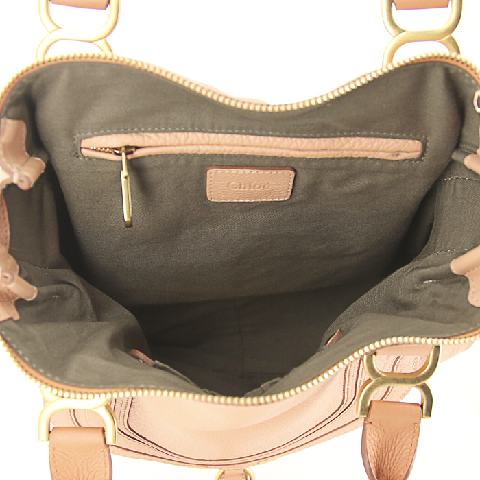 Sac à main Chloé Marcie en cuir rose-saumon - Detail D2