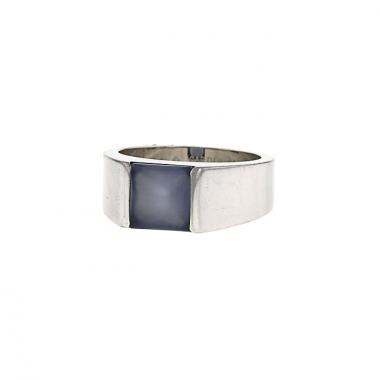 Bague Cartier Tank moyen modèle en or blanc et calcédoine bleue