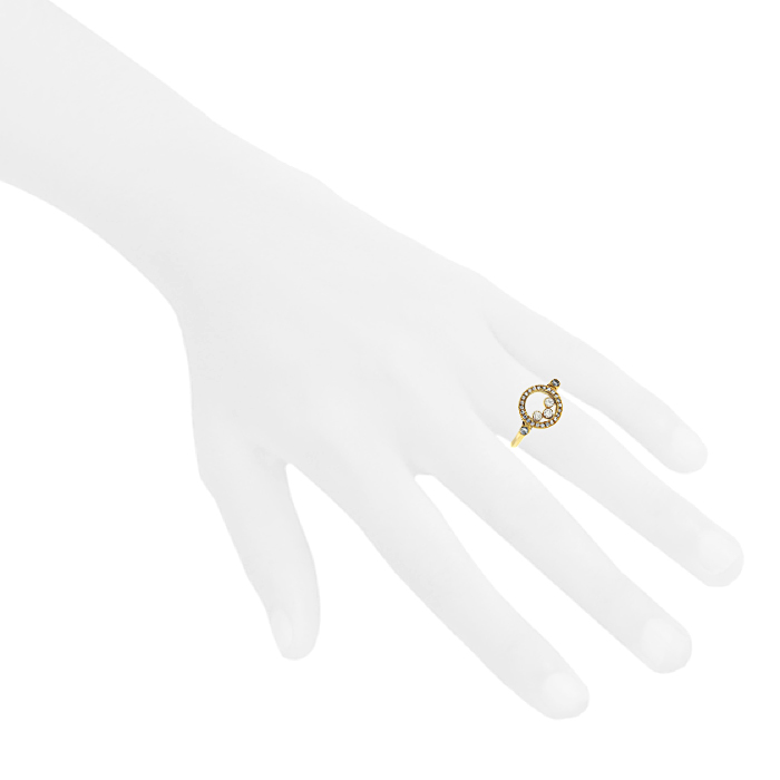 Bague Chopard Happy Diamonds en or jaune et diamants - Detail D1
