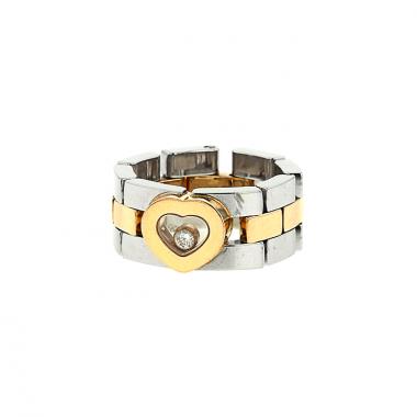 Anello a fascia semi-flessibile Chopard Happy Diamonds in oro giallo,  oro bianco e diamante