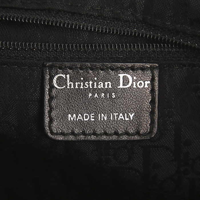 Dior Lady Dior handbag in black leather cannage - Detail D3