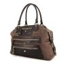 Tod's Luna handbag in brown canvas and leather - 00pp thumbnail