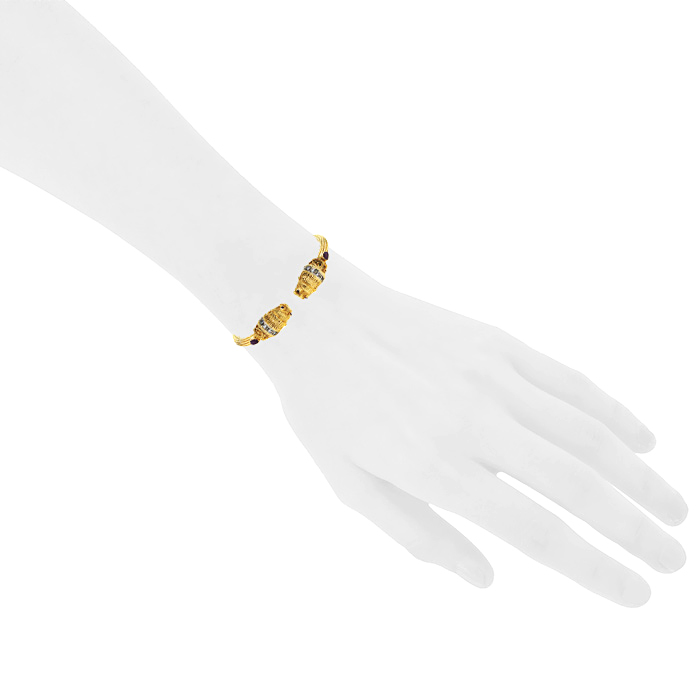 Bracelet jonc Lalaounis en or jaune,  diamants et rubis - Detail D1