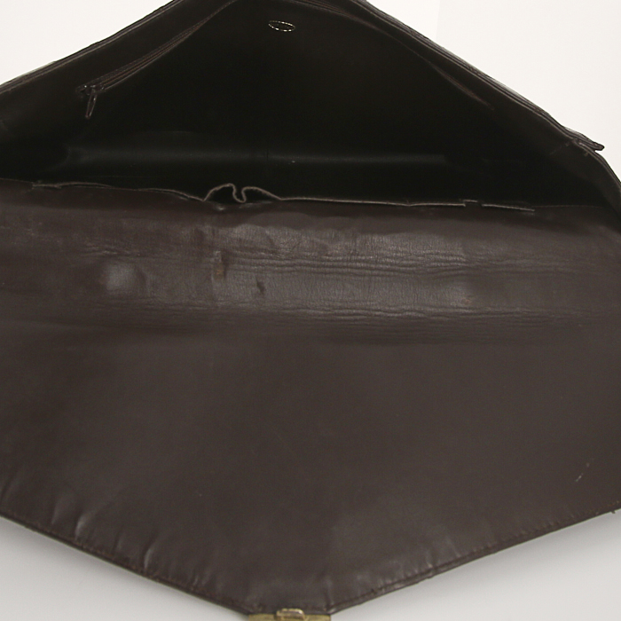 Chanel Vintage briefcase in dark brown quilted leather - Detail D2