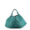 Shopping bag Bottega Veneta in pelle verde zaffiro - 360 thumbnail