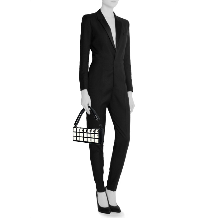 Ice cube handbag in black jersey - Detail D1