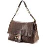 Borsa Fendi Big Mama in pelle e pelle di serpente marrone - 00pp thumbnail