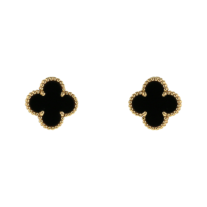 Pendientes Van Cleef & Arpels Alhambra Vintage en oro amarillo y ónix