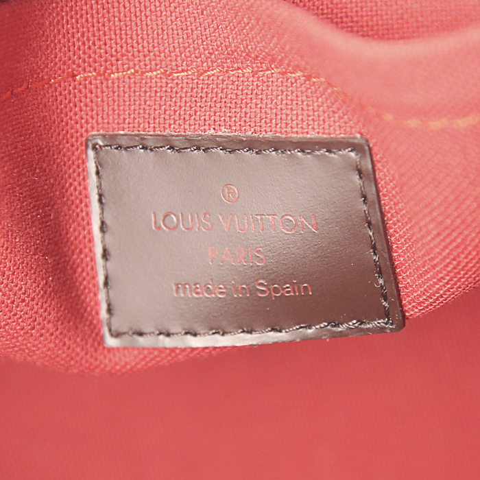 Sac à main Louis Vuitton Ribera en toile damier ébène et cuir marron - Detail D3
