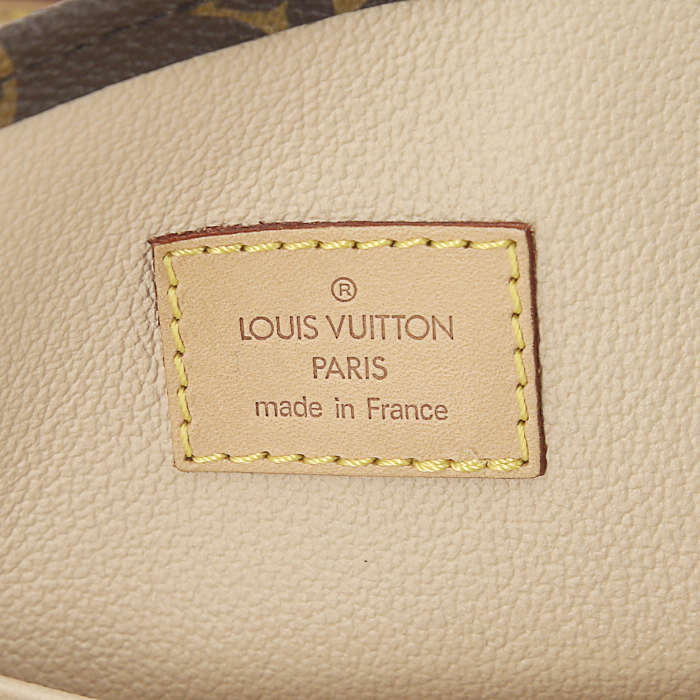 Louis Vuitton Louis Vuitton Sac Plat shopping bag in monogram canvas and natural leather - Detail D3
