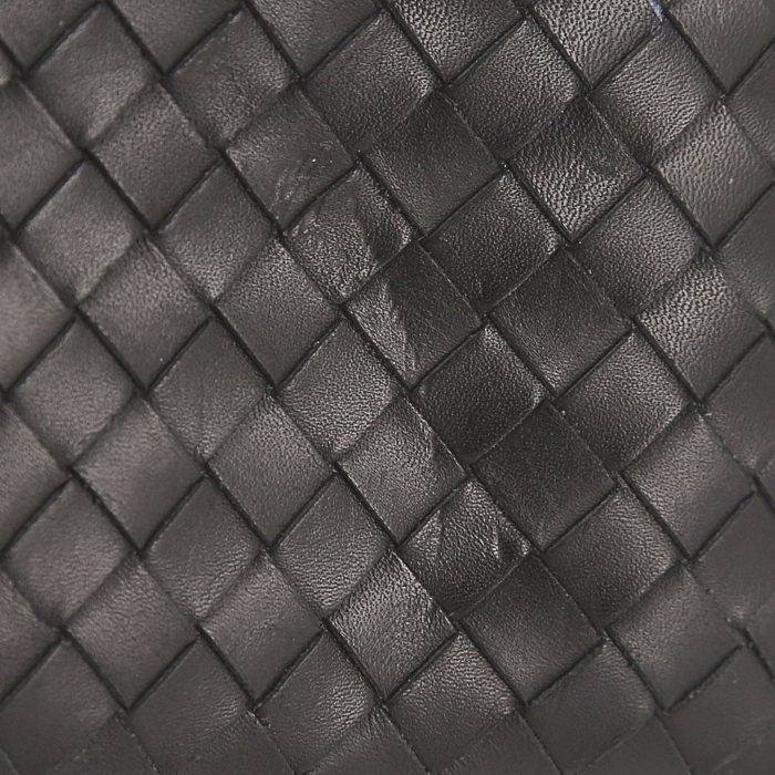 Portefeuille Bottega Veneta en cuir intrecciato noir - Detail D4