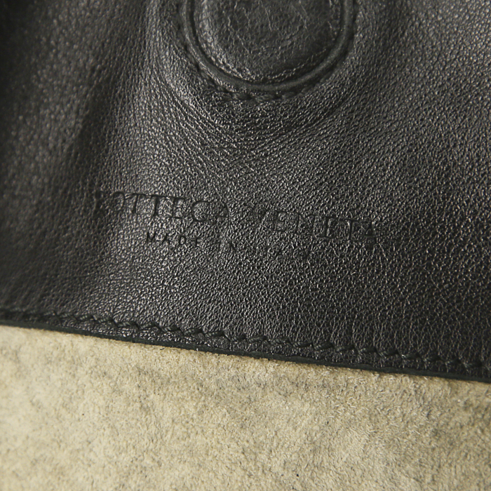 Shopping bag Bottega Veneta Campana in pelle intrecciata nera - Detail D3
