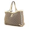 Shopping bag Gucci Abbey in tela monogram grigia e pelle bianco sporco - 00pp thumbnail
