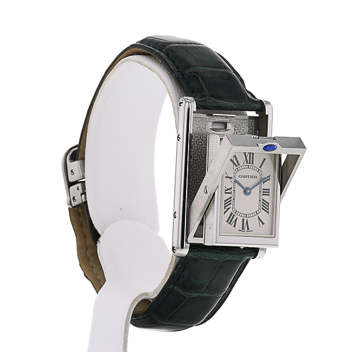 Reloj Cartier Tank Basculante de acero Ref :  2405 Circa  2000 - Detail D2