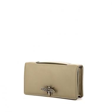 Pochette Dior Abeille in pelle grigio verde
