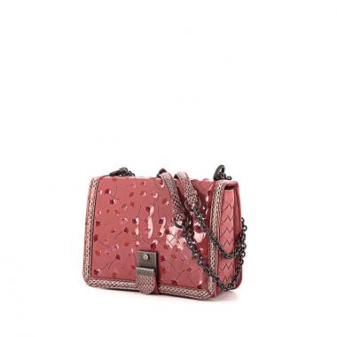 Sac bandoulière Bottega Veneta Mini Runway en cuir vernis et cuir ayers rose