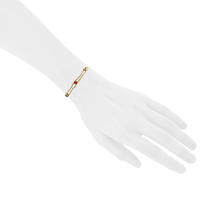 Bracelet souple Chaumet Amour en or jaune et pierres de couleurs - Detail D1