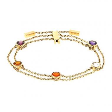 Flexible Chaumet Amour bracelet in yellow gold and colored stones