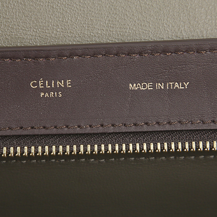 Celine Trapeze handbag in burgundy and plum leather and beige suede - Detail D4