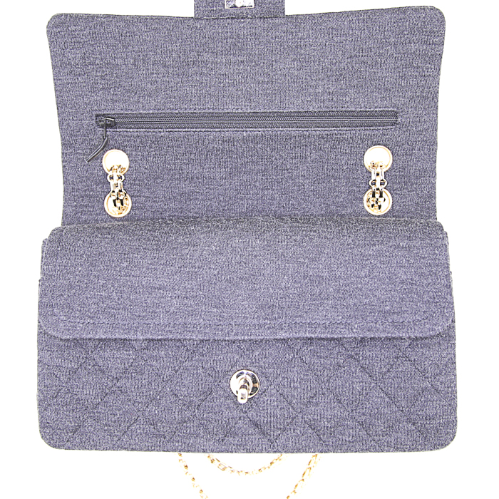 Bolso de mano Chanel Timeless en jersey acolchado gris - Detail D5