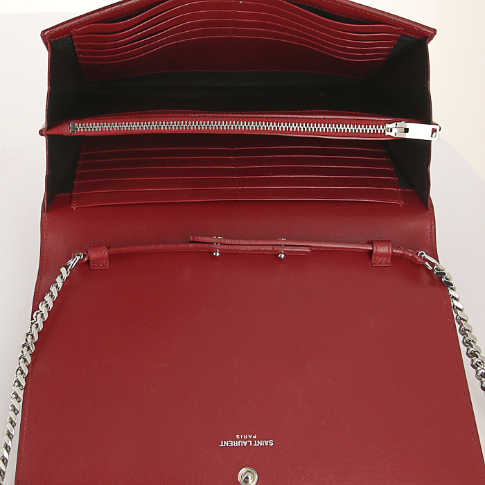 Sac bandoulière Saint Laurent en cuir rouge - Detail D2