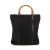 Gucci Bamboo handbag in black canvas and black patent leather - 360 thumbnail