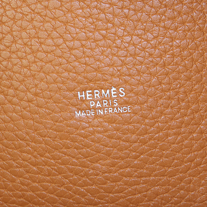 Sac cabas Hermes Picotin en cuir togo orange - Detail D3