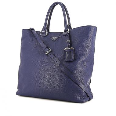 Prada Daino shopping bag in blue leather
