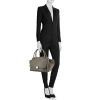 Celine Trapeze large model handbag in grey grained leather and grey suede - Detail D1 thumbnail