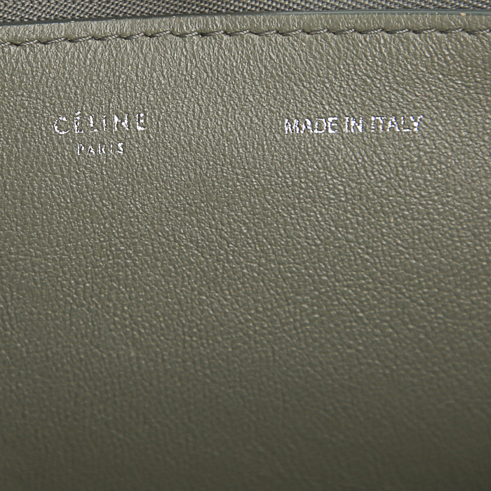 Bolso de mano Celine Trapeze modelo grande en cuero granulado gris y ante gris - Detail D3