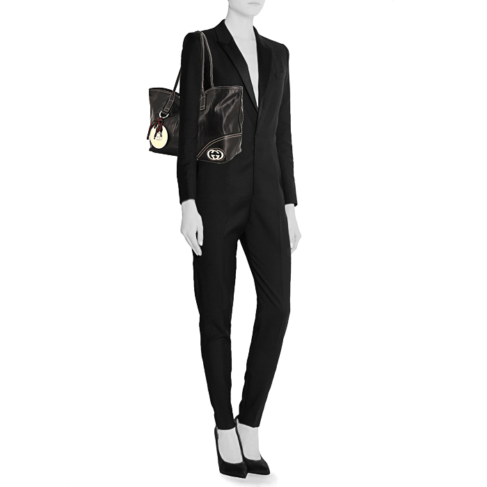 Shopping bag Gucci Princy in pelle nera - Detail D1