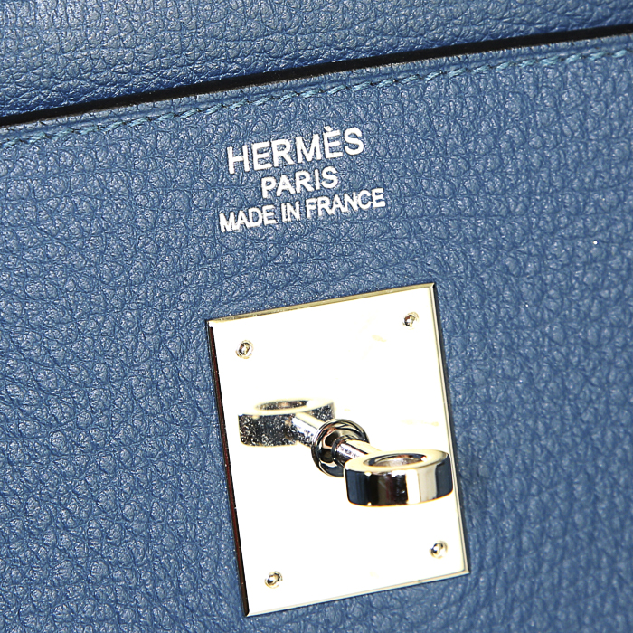 Bolso de mano Hermes Birkin 40 cm en cuero taurillon clémence azul - Detail D3
