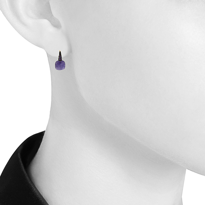 Paire de boucles d'oreilles Pomellato Capri en or rose,  jade violet et améthyste - Detail D1