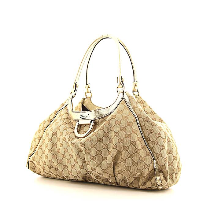 Pre-Owned Gucci GG Canvas D-Gold Crossbody Bag-2310TV33 