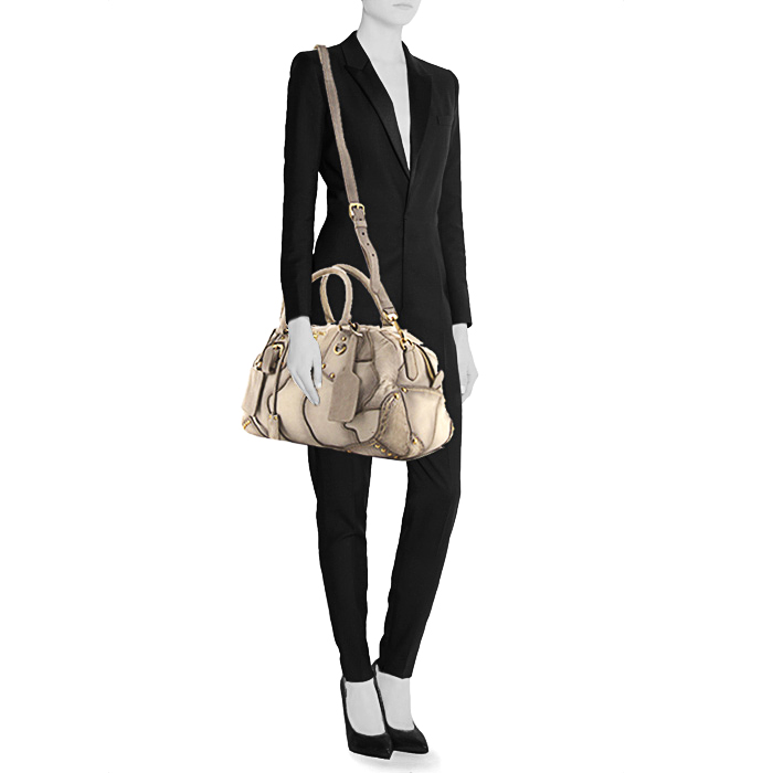 Sac à main Prada Édition Limitée en cuir dégradé gris - Detail D2