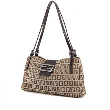 Bolso Cabás Fendi modelo pequeño en lona Monogram marrón y beige y cuero marrón