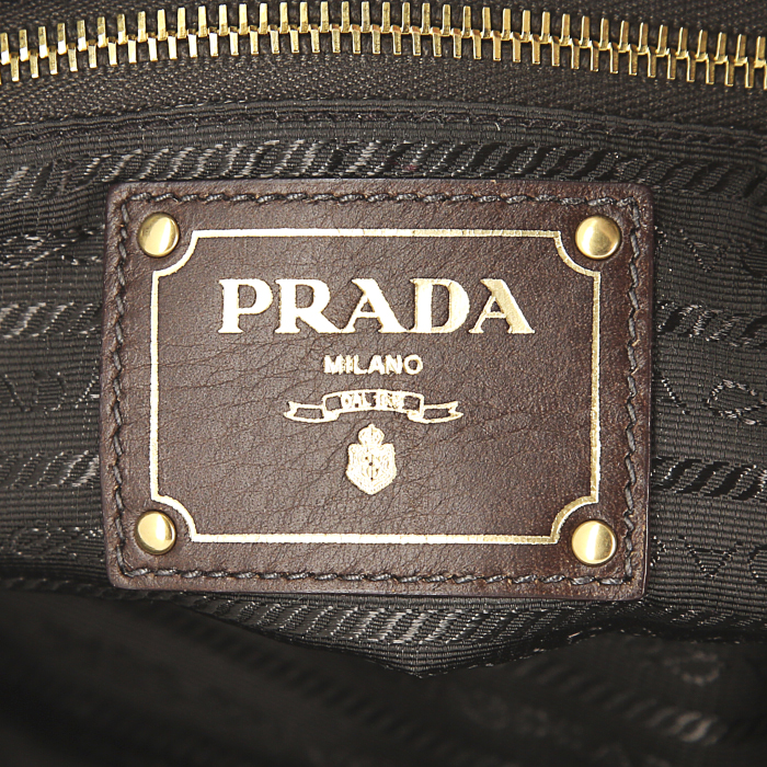 Borsa Prada Animalier in puledro con stampa leopardata e pelle marrone - Detail D3
